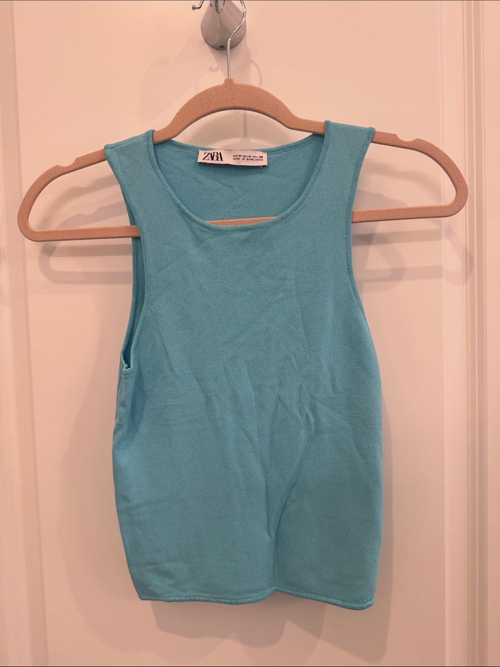 Zara Aqua Tank Top Sleeveless Ribbed Knit